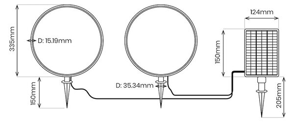 Exteriérové ​​solární zapichovací svítidlo Rings, 2x LED 1,5w, černá