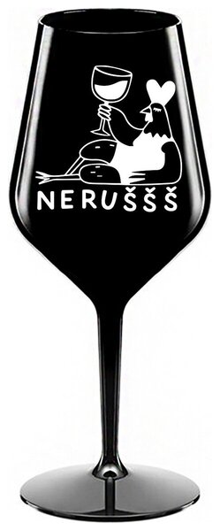 NERUŠŠŠ - černá nerozbitná sklenička na víno 470 ml