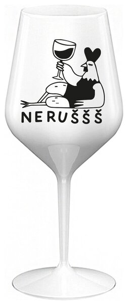 NERUŠŠŠ - bílá nerozbitná sklenička na víno 470 ml