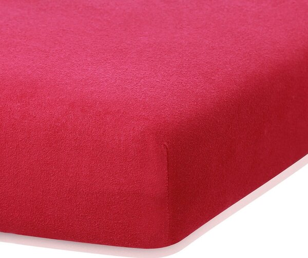 Bordó červené elastické prostěradlo s vysokým podílem bavlny AmeliaHome Ruby, 100/120 x 200 cm