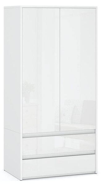 Komoda a šatní skříň | Bílý mat a vysoký lesk | 6 zásuvek | Moderní set do ložnice obývacího pokoje