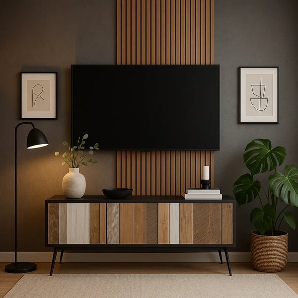LivinHill Komoda Adesso 155 cm z masivu černá/hnědá