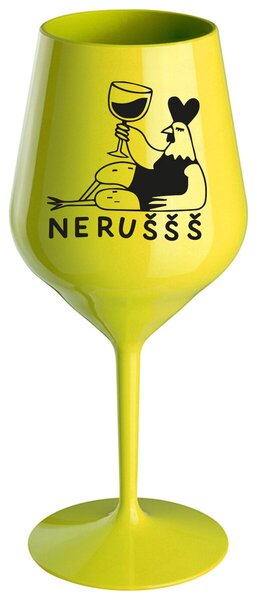 NERUŠŠŠ - žlutá nerozbitná sklenička na víno 470 ml