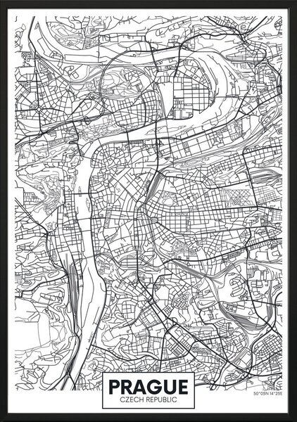 Plakát DecoKing Map Prague, 50 x 40 cm