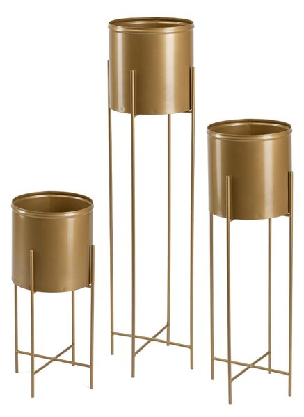 KOVOVÝ KVĚTINÁČ SE STOJÁNEM GOLDEN 95X21 CM ZLATÁ