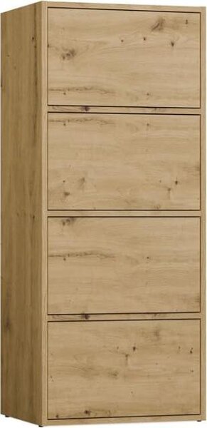 BDW, komoda se 4 dvířky, ALMA, systém Tip-ON, 50×119×40 cm, dub Artisan