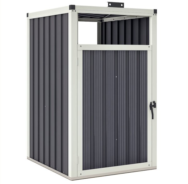 Obal na venkovní odpadkový koš Outsunny 240L, kryt pro jednotlivé odpadkové koše, dveře s madlem, víko s výklopným mechanismem 180°, pozinkovaný ocel