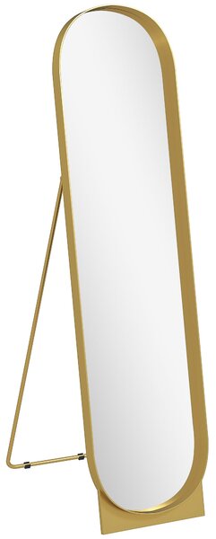 HOMCOM Zrcadlo s obloukovým rámem 40 x 160 cm, velké zrcadlo s kovovým rámem a ochrannou fólií, stojící nebo opřené o zeď, do ložnice, obývacího pokoj
