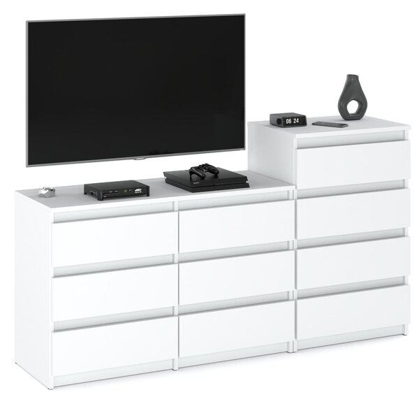 STIV Möbel | Komoda s 10 zásuvkami (6+4) | Bílý Mat | 160 cm | moderní & bez úchytů | Ložnice & Obývací pokoj