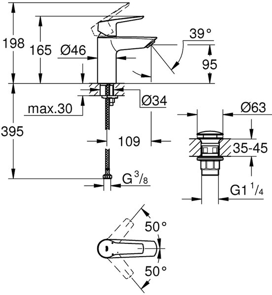 Grohe Start umyvadlová baterie stojící černá 235502432