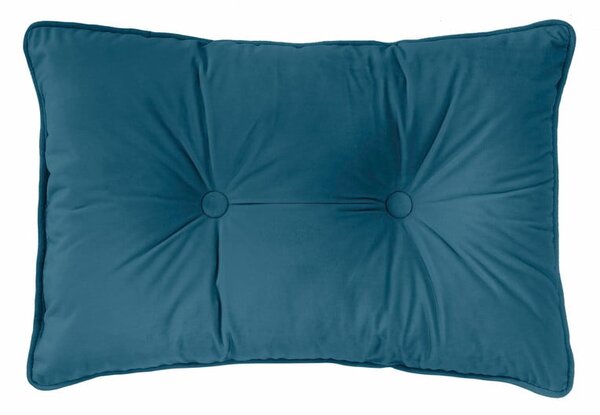 Tmavě modrý polštář Tiseco Home Studio Velvet Button, 40 x 60 cm