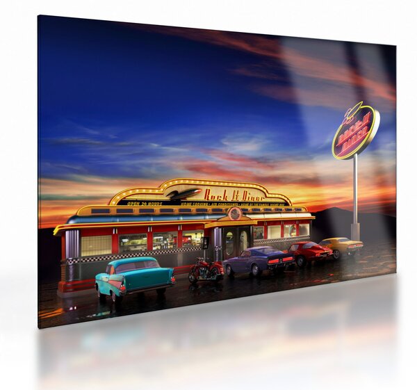 Skleněný obraz - Večerní bar (70x50 cm)