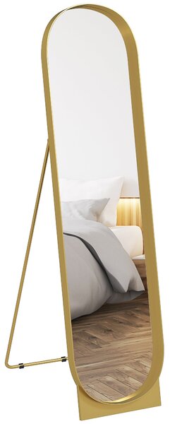HOMCOM Zrcadlo s obloukovým rámem 40 x 160 cm, velké zrcadlo s kovovým rámem a ochrannou fólií, stojící nebo opřené o zeď, do ložnice, obývacího pokoj