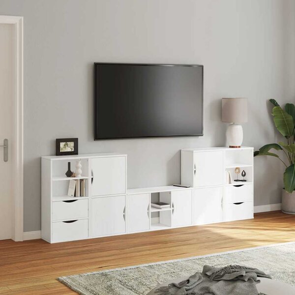 5 kusů TV skříněk s úložným prostorem bílá Borovicový masiv 3365375