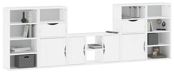 5 kusů TV skříněk s úložným prostorem bílá Borovicový masiv 3365371