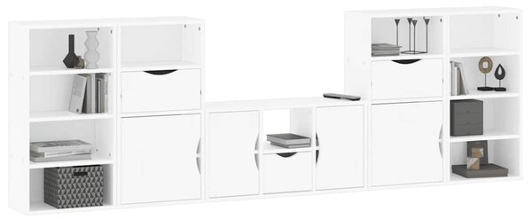 5 kusů TV skříněk s úložným prostorem bílá Borovicový masiv 3365379