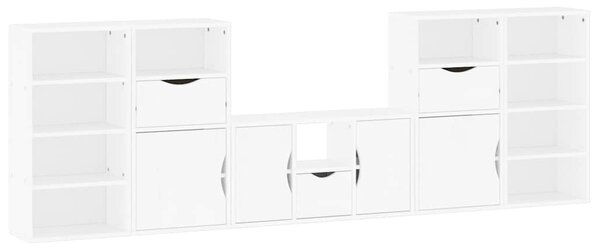 5 kusů TV skříněk s úložným prostorem bílá Borovicový masiv 3365379