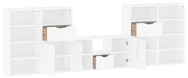 5 kusů TV skříněk s úložným prostorem bílá Borovicový masiv 3365379