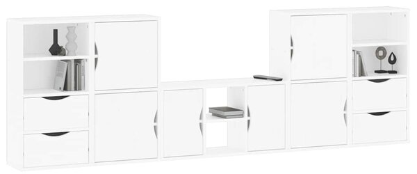 5 kusů TV skříněk s úložným prostorem bílá Borovicový masiv 3365375