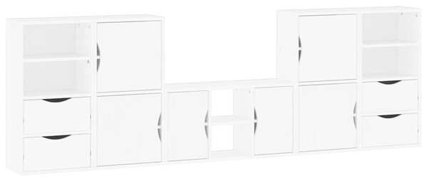 5 kusů TV skříněk s úložným prostorem bílá Borovicový masiv 3365375
