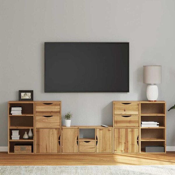5 kusů TV skříněk s úložným prostorem "ODDA" Borovicový masiv 3365376
