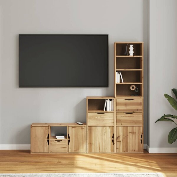 4 kusů TV skříněk s úložným prostorem "ODDA" Borovicový masiv 3365380