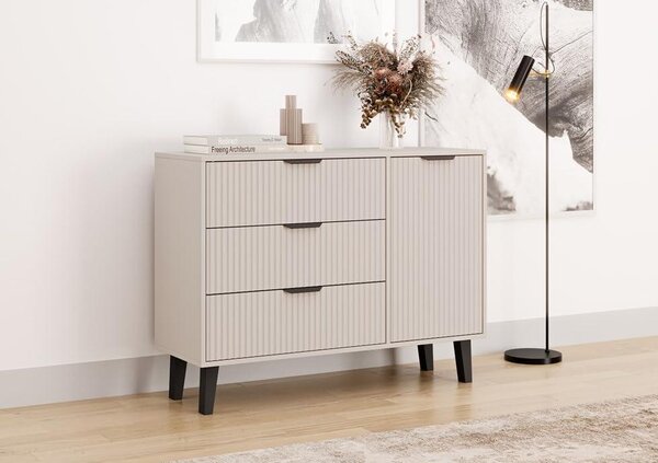 BDW, komoda se zásuvkami, ložnice, Scandi, 110×40×81,5 cm, kašmír