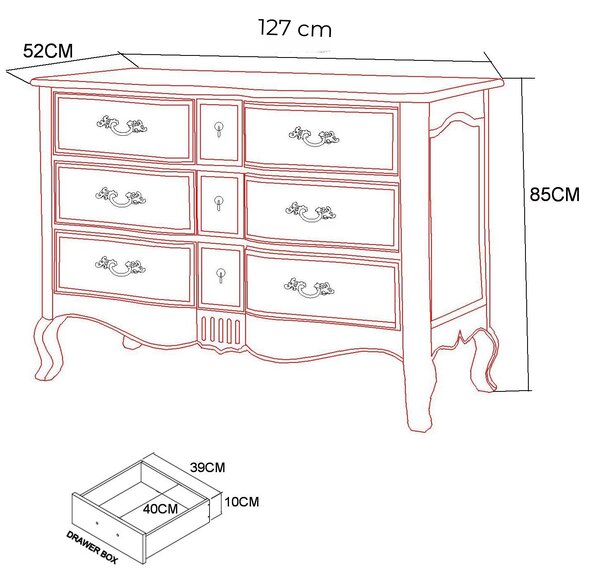 LivinHill Komoda Venezia 127 cm z masivu béžová