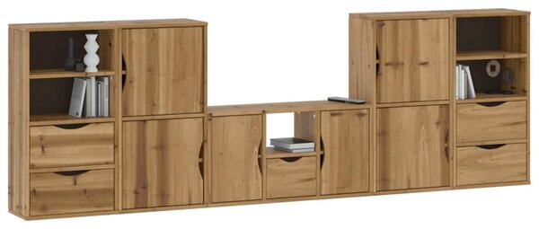5 kusů TV skříněk s úložným prostorem "ODDA" Borovicový masiv 3365382