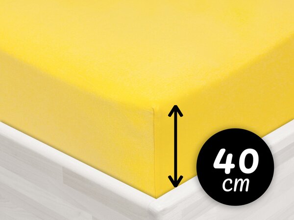 Jersey napínací prostěradlo na extra vysokou matraci JR-003 Žluté 80 x 200 - výška 40 cm