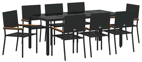 Zahradní jídelní souprava 9 ks Černá polyratan 3365399