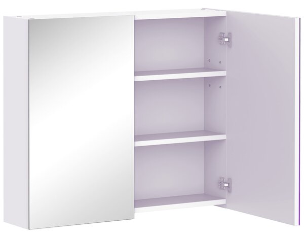 HOMCOM Nástěnná koupelnová skříňka s zrcadlem, 70 x 60 cm, koupelnový nábytek, lékárnička s nastavitelnou policí, bílá | Aosom