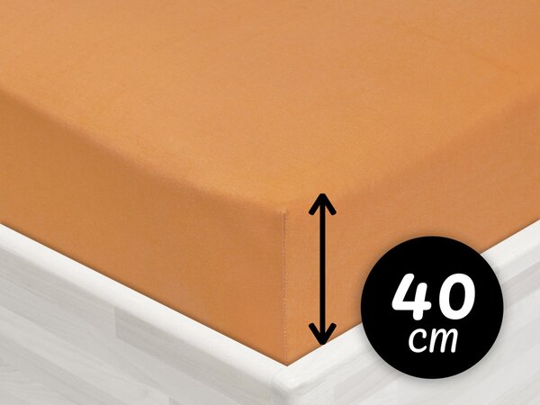 Jersey napínací prostěradlo na extra vysokou matraci JR-022 Okrové 100 x 200 - výška 40 cm