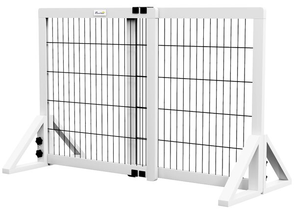 PawHut Bezpečnostní zábrana pro psy, 2-panely, nastavitelná šířka 63-106L x 44W x 67H cm, pro schody, dveře, chodby, vyrobená z borovicového dřeva a o
