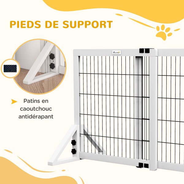 PawHut Bezpečnostní zábrana pro psy, 2-panely, nastavitelná šířka 63-106L x 44W x 67H cm, pro schody, dveře, chodby, vyrobená z borovicového dřeva a o