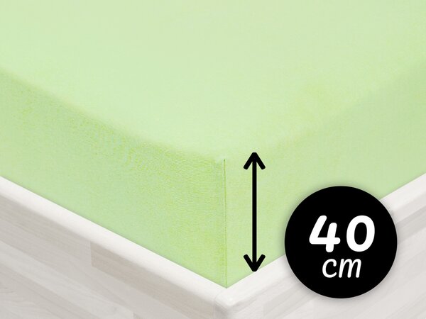 Jersey napínací prostěradlo na extra vysokou matraci JR-018 Pastelově zelené 100 x 200 - výška 40 cm