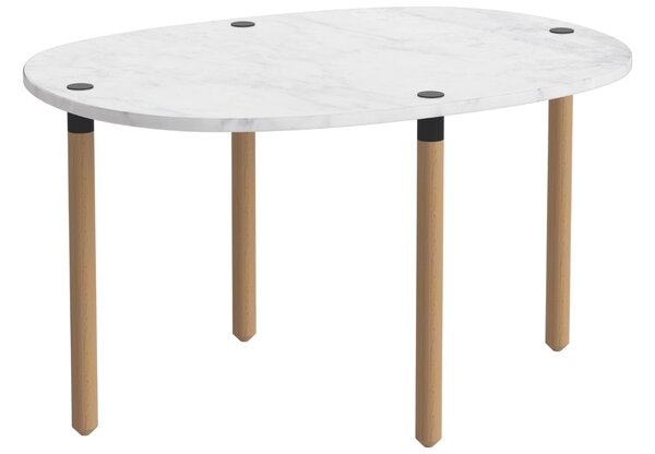 -25 % Dny MOMENTI– Bolia Šedobílý mramorový konferenční stolek Tuk 71,5 x 52 cm s dubovou podnoží