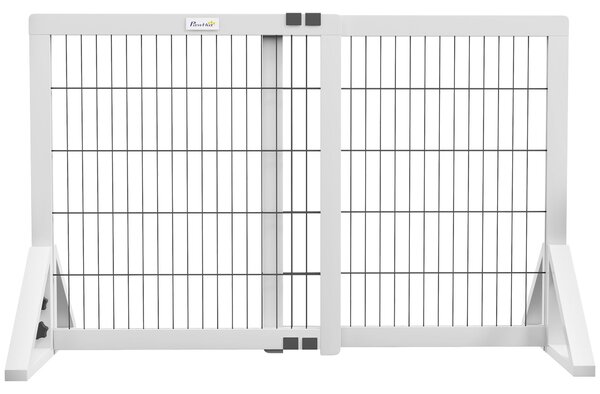 PawHut Bezpečnostní zábrana pro psy, 2-panely, nastavitelná šířka 63-106L x 44W x 67H cm, pro schody, dveře, chodby, vyrobená z borovicového dřeva a o
