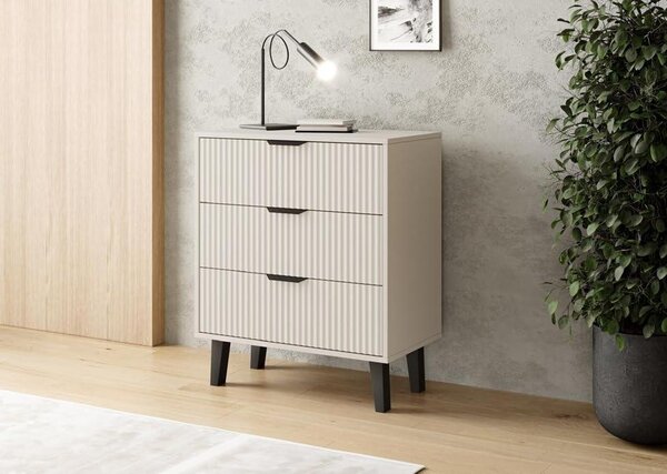 BDW, komoda Scandi, se 3 zásuvkami, ložnice, 80×40×75cm, kašmír