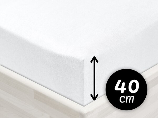 Jersey napínací prostěradlo na extra vysokou matraci JR-031 Bílé 100 x 200 - výška 40 cm