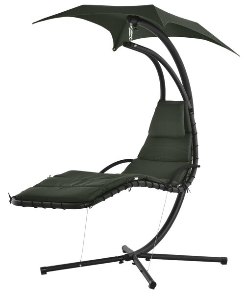 Závěsné sluneční lehátko Outsunny s podnožkou a matrací, venkovní, s slunečníkem, moderní design 190L x 110Š x 190V cm | Aosom