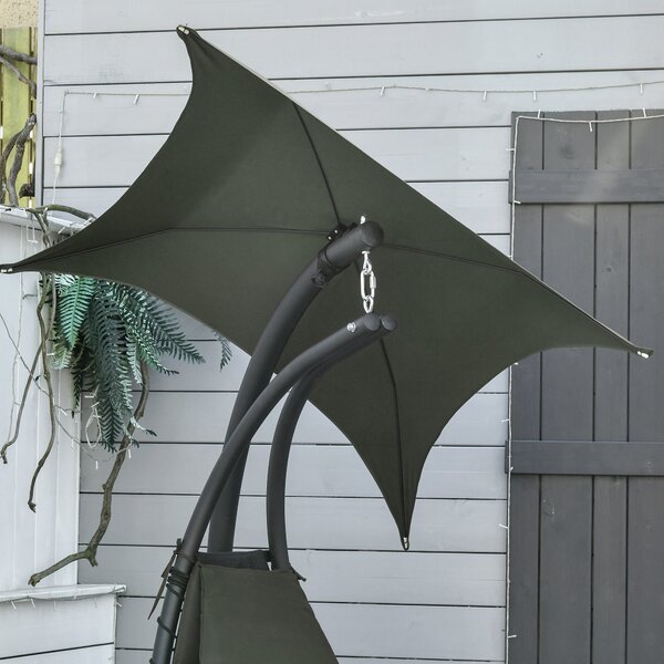 Závěsné sluneční lehátko Outsunny s podnožkou a matrací, venkovní, s slunečníkem, moderní design 190L x 110Š x 190V cm | Aosom