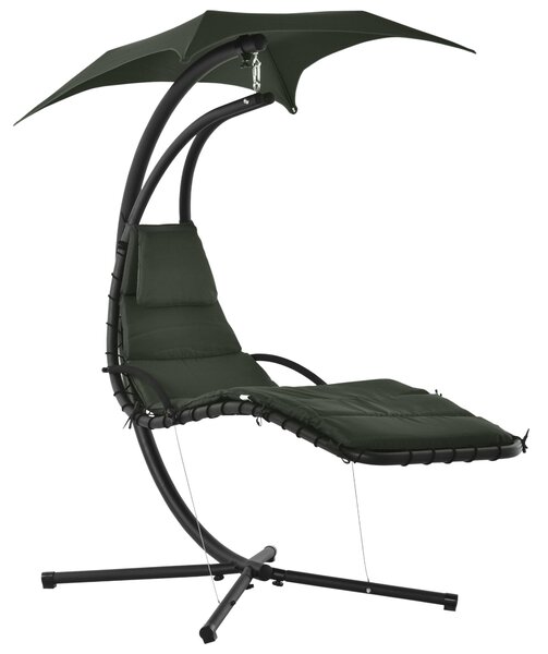 Závěsné sluneční lehátko Outsunny s podnožkou a matrací, venkovní, s slunečníkem, moderní design 190L x 110Š x 190V cm | Aosom