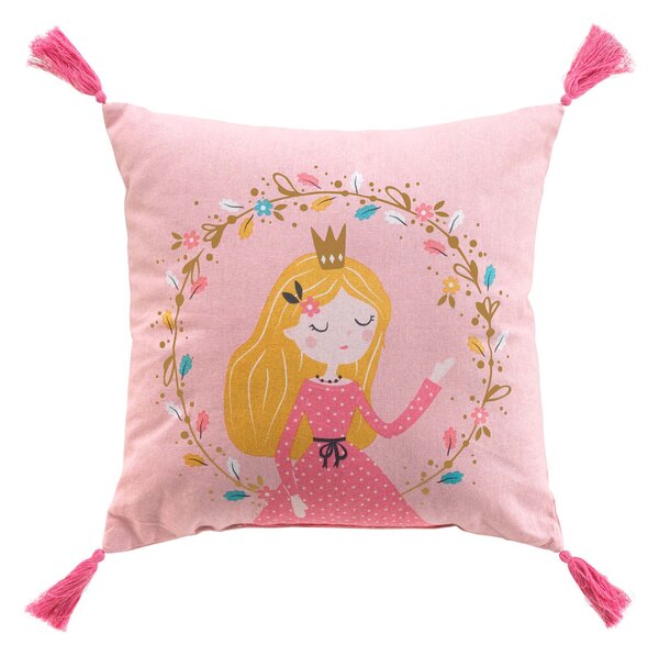 Douceur d'Intérieur Dětský polštář Princesse licorne se střapci růžový 40 x 40 cm