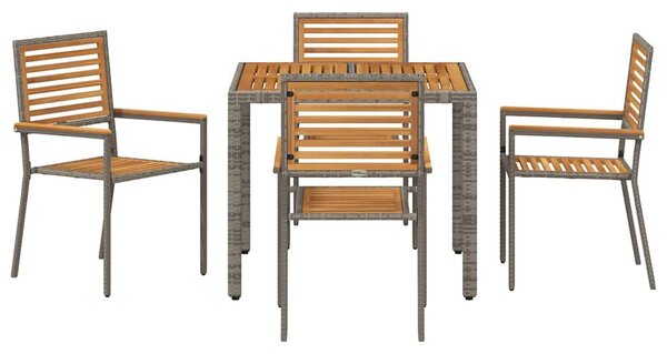 Zahradní jídelní souprava 5 ks Šedá a hnědá polyratan 3365437