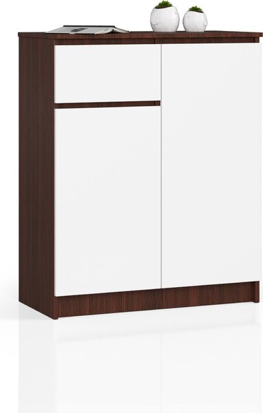 BDW, komoda s 1 zásuvkou a 2 dvířky, 80x99x40 cm, příborník, wenge - bílá