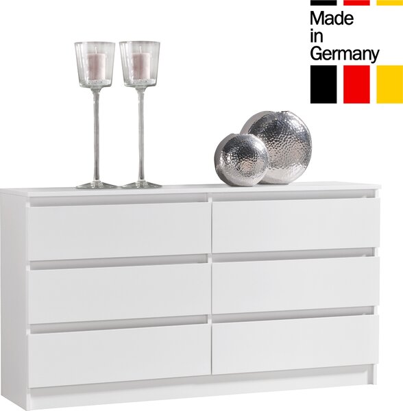 Komoda se 6 zásuvkami 140x78 cm komoda bílá dřevěná skříň komoda příborník příborník příborník organizér šířka 140 cm výška 78 cm