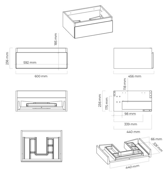 Oltens Vernal skříňka 60x45.6x23.6 cm pod umyvadlo závěsná bílá 60009000