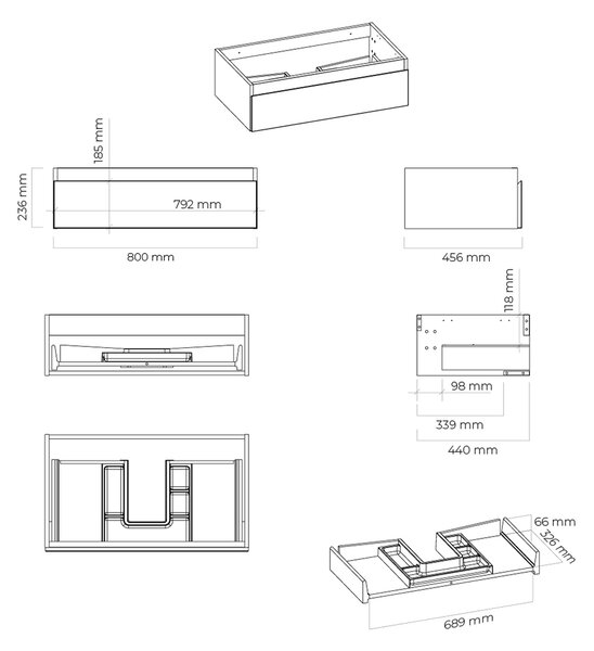 Oltens Vernal skříňka 80x45.6x23.6 cm pod umyvadlo závěsná bílá 60010000
