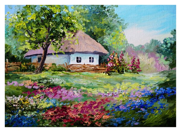 Skleněný obraz - Chalupa (70x50 cm)